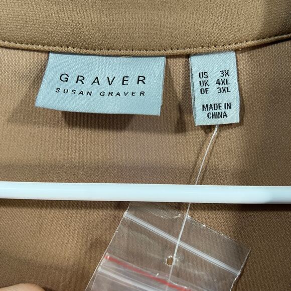 GRAVER Susan Graver Regular LK Fusion Double-Breasted Blazer Rich Camel Size 3X - Picture 3 of 14